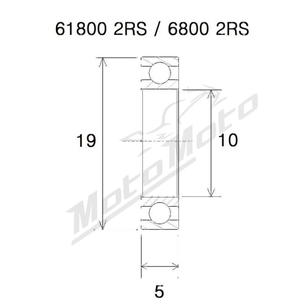 BLACK BEARING B5 guolis 10x19x5 mm 6800-2RS