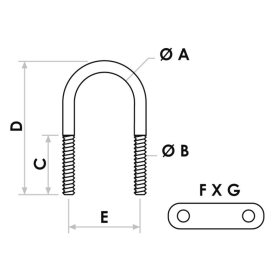 Osculati U formos jungtis su dviem plokštelėmis 45x13mm