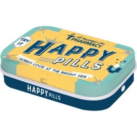 Mėtinių saldainių dėžutė HAPPY PILLS 62x41x18mm 4vnt.