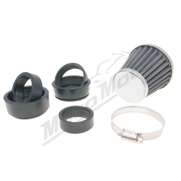 101 OCTANE Power Air Filter Universal Chrome Ø35-48mm