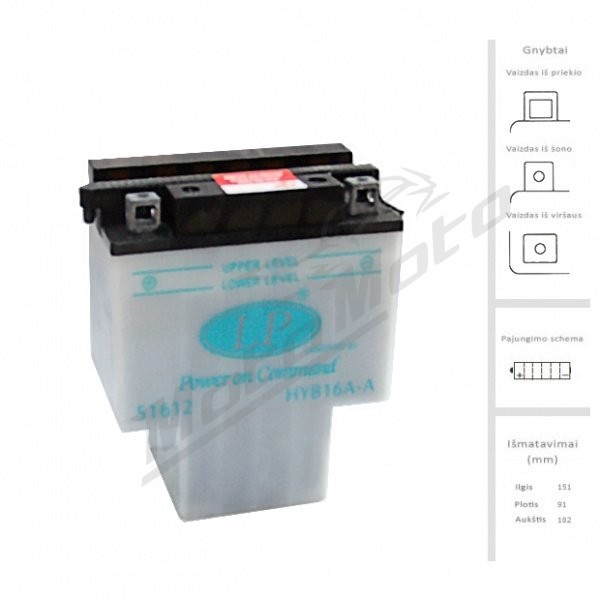 LANDPORT Accumulator 16 Ah 190A EN 12V HYB16A-A DRY