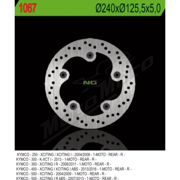 NG BRAKES Fixed Rear Brake Disc 240mm Kymco K-XCT / Xciting 250-500cc 04-17