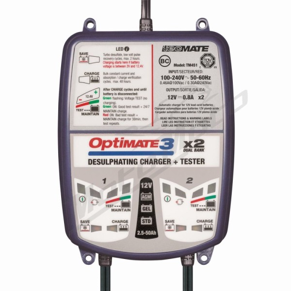 TECMATE OptiMate 3 x 2 Bank Battery Charger