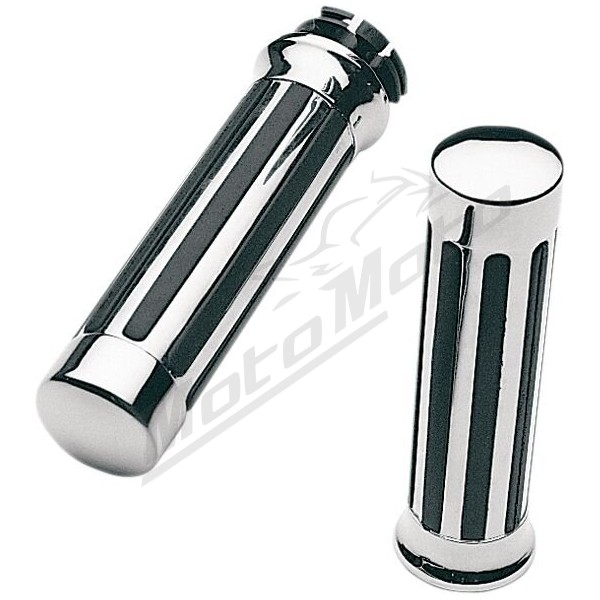 PRO-ONE PERF.MFG. Custom Chrome Rail Style Rubber Grips 12,5cm Kawasaki / Suzuki / Yamaha 650-2000 96-16