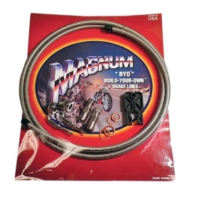MAGNUM SHIELDING BYO Front Brake Line Kit Silver 90°/90° Harley Davidson FLD / FLST / FLSTC / FXD / FXSTC / XL 883/1800 85-17 183cm