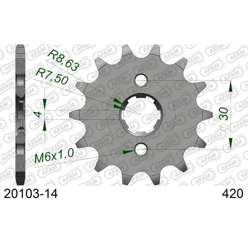 AFAM Steel Standard Front Sprocket 20103 - 420 14 teeth ​​​​​​​HONDA CR 80cc 1983-1984