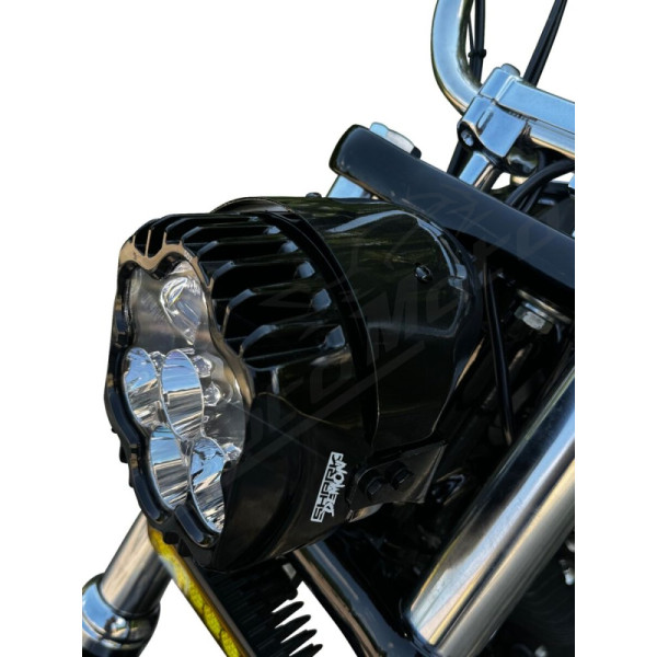 CUSTOM DYNAMICS Shark Demon® Performance LED Pedestal Mount Headlight Harley Davidson FLSTC / FXCWC 883-1800cc 99-22