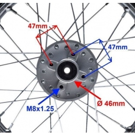 MINI MOTO Galinis ratlankis CROSS R14 x 1,85 1vnt.