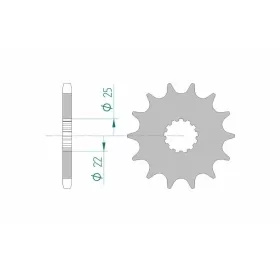 AFAM plieninė standartinė priekinė žvaigždutė 28401 - 525 14-17 dantukų CAGIVA / HYOSUNG / KAWASAKI / SUZUKI / TRIUMPH 600-1050cc 91-25