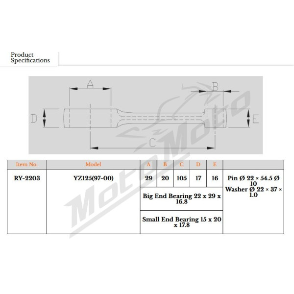 Royal Rods connecting rod YAMAHA YZ 125 97-00