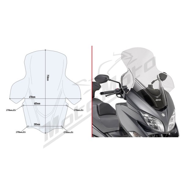 GIVI front windshield Suzuki AN400 Burgman 17-22 (+21cm)