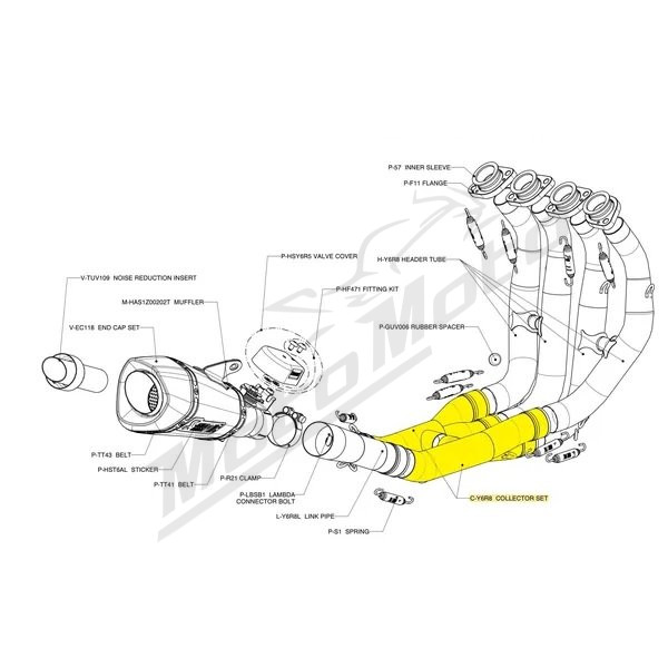 AKRAPOVIC Kolektoriaus jungiamasis vamzdis nerūdijančio plieno Yamaha YZF-R6 10-16