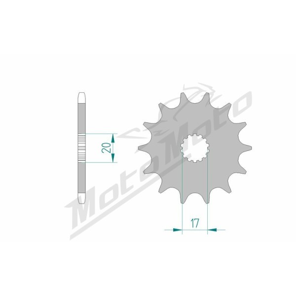 AFAM Steel Standard Front Sprocket 21203 - 520 10-14 teeth YAMAHA / GAS GAS / MUZ / SCORPA 125-250cc 87-15
