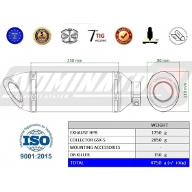 Duslintuvo kompl. Dominator EX HP8 Suzuki GSX-S 950 / 1000 / GT 2021-2023 + garso slopintuvas