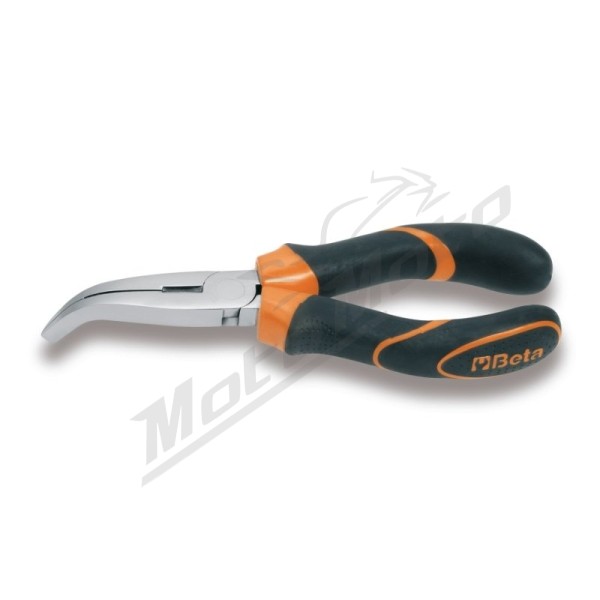 BETA Extra long Bent Knurled Nose Pliers Size 200 Bi-Material Handles