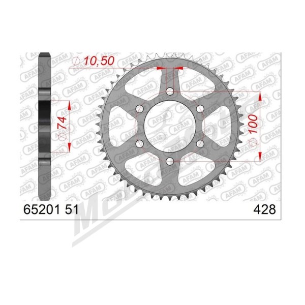 AFAM Steel Rear Sprocket 428 51 teeth HYOSUNG GV 125 S AQUILA BOBBER 2019