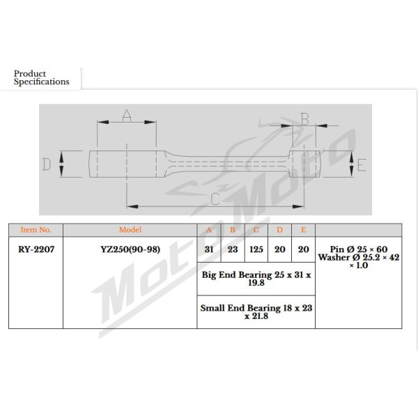 Royal Rods connecting rod YAMAHA YZ 250 90-98