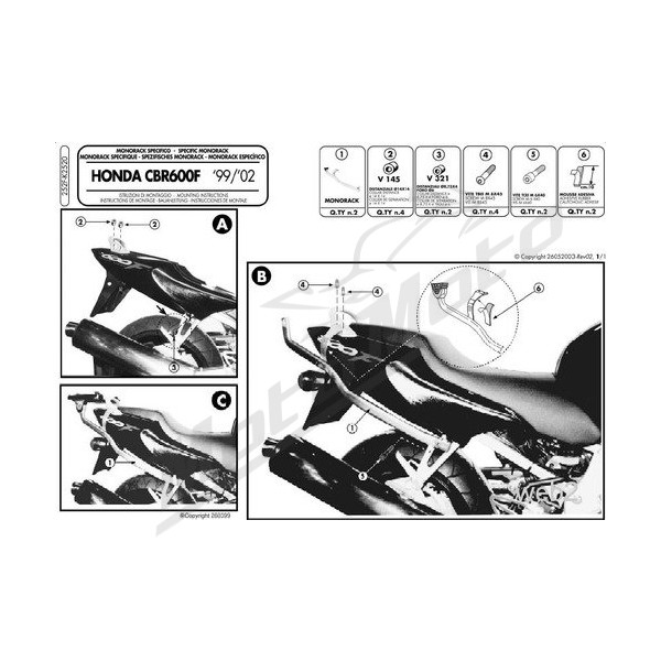 KAPPA Rear storage box bracket Honda CBR 600F 99-09