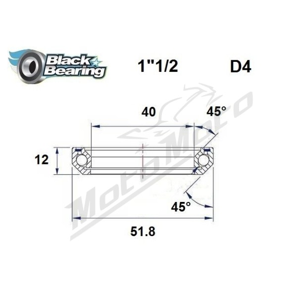 BLACK BEARING 45°/45° Headset Bearing 40x52x12 mm HB-D4