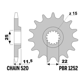 PBR Steel Standard Front Sprocket 1252 - 520 ​​​​​​​CF MOTO / GAS GAS / HUSQVARNA / KTM 350-990cc 1984-2025