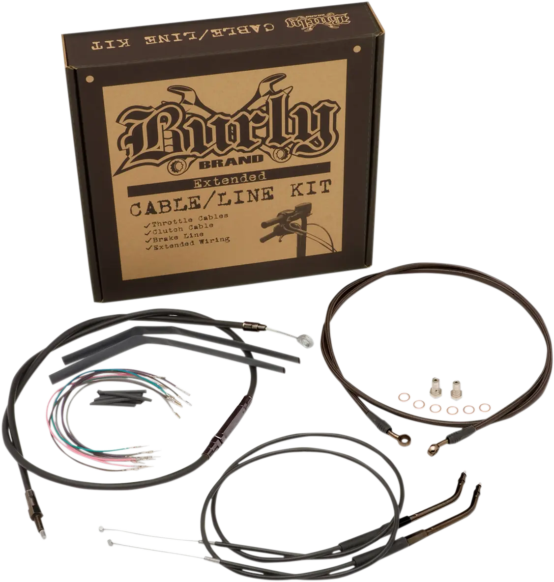 BURLY BRAND T formos vairams plieno / lynų / elektros laidų prailginimo kompl. Harley Davidson 883-1200cc 2007-2013