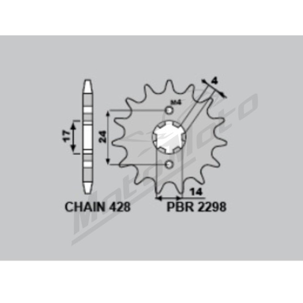 PBR Steel Standard Front Sprocket 2298 - 428 12-14T