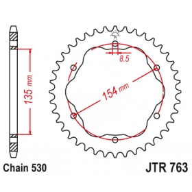 Galinė žvaigždė SUNSTAR JTR763 DUCATI MULTISTRADA 1200-1262cc 2010-2021