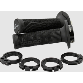 DOMINO D-LOCK LOCK-ON MOTOCIKLO VAIRŲ RANKENĖLIŲ KOMPLEKTAS JUODAS
