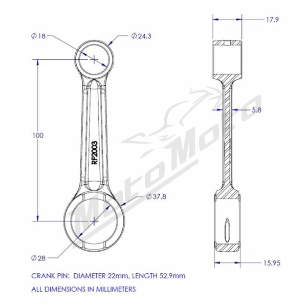 VINTCO Connecting Rod Kit Honda CR 125 R 79-80