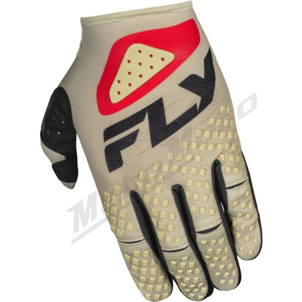 FLY RACING Kinetic SYM Gloves - Light Grey/Red/Black