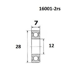 BLACK BEARING B5 Bearing 12x28x7 mm 16001-2RS