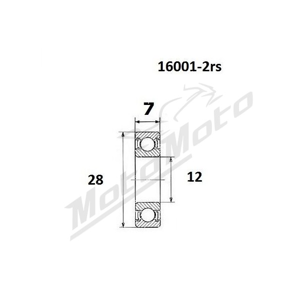 BLACK BEARING B5 guolis 12x28x7 mm 16001-2RS
