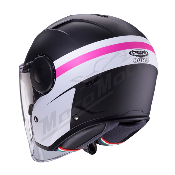 Open Jet Helmet Caberg Soho Zephyr Matte Black/White/Fuchsia