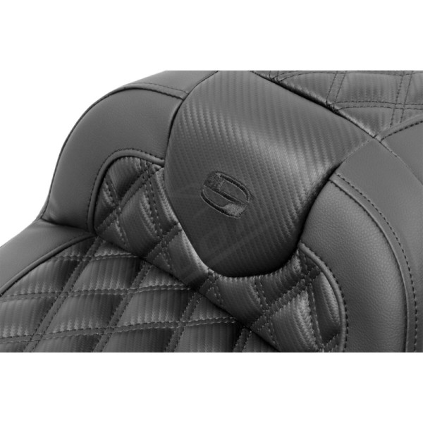 SADDLEMEN Road sofa Lattice Stitch Seat Black/Carbom With Backrest Harley Davidson FLHX / FLTRX / FLTRXSE 1923-1977 23-25
