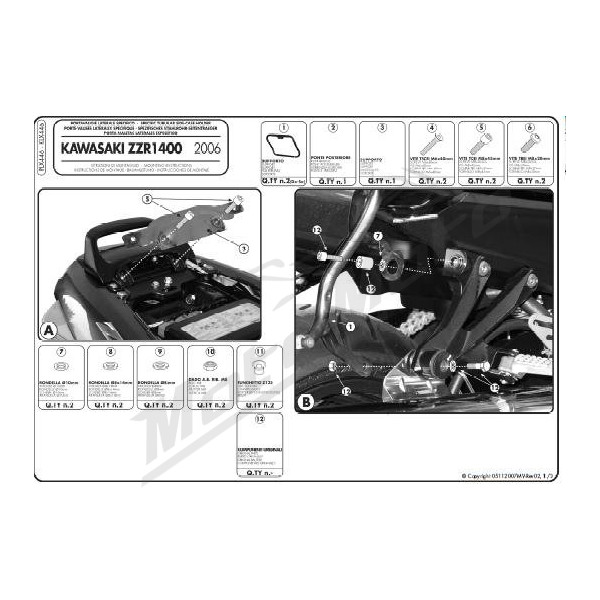 KAPPA Monokey K33N Side Case Holder Kawasaki ZZR / ZX 1400 06-11