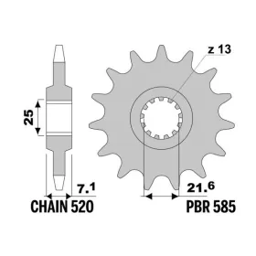 PBR Steel Standard Front Sprocket 585 - 520 KAWASAKI NINJA / YAMAHA SR / XTZ 500-750cc 1978-2025