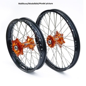 REX WHEELS 18-2,15 KTM EXC-F/SX-F BLACK RIM/ORANGE HUB 20M