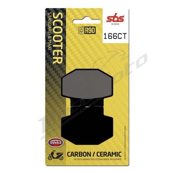 SBS 166CT Scooter Carbon Tech Organic Brake Pads Benelli / Gilera / Piaggio / Vespa 125-300cc 00-20
