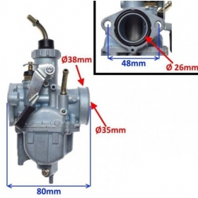 Carburetor (screwed on) YAMAHA YBR / YFM / YFA / TT-R / XT / DERBI SENDA 125cc 4T