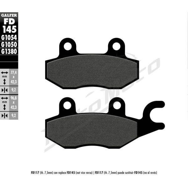 GALFER Brake Pad Bajaj / Daelim / Generic / Honda / Kawasaki / Kymco / Piaggio / Sym 50-400cc 97-24