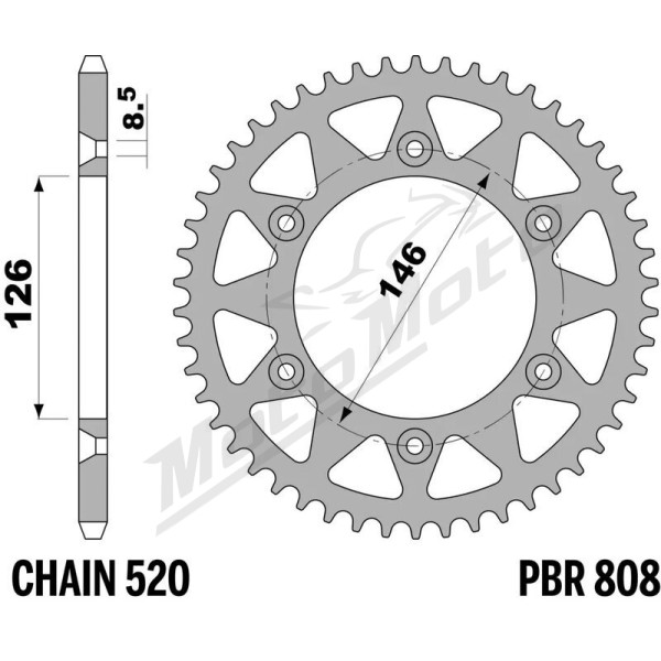 JT/PBR Grandinės komplektas sustiprintas 520X1R3 15/44 Suzuki DR 350 SE 90-99