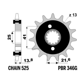 PBR Steel Noise-Free Front Sprocket 346 - 525 HONDA VT / XL / XRV 600-700cc 1988-2011