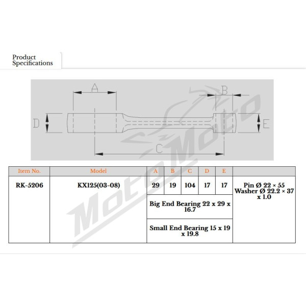 Royal Rods Connecting Rod KAWASAKI KX 125 03-08