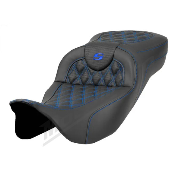 SADDLEMEN RoadSofa Perforated  Extended Seat Blue Harley Davidson FLHR / FLHT / FLHX / FLTRX / FLTRXST 1584-1923 08-23
