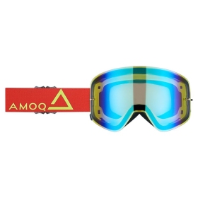 AMOQ Vision Magnetic Motocross / Snow Goggles Red / HiVis (Mirrorred Lens)