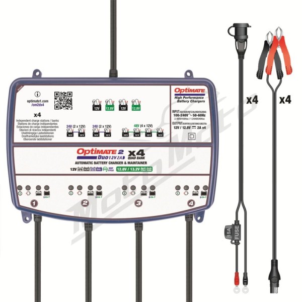 TECMATE OptiMate 2 DUO x 4 Bank Battery Charger