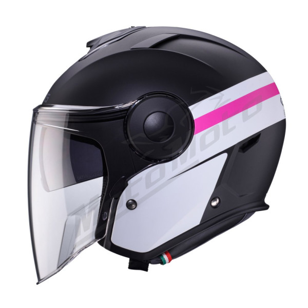 Open Jet Helmet Caberg Soho Zephyr Matte Black/White/Fuchsia