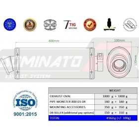 Exhausts silincers Dominator Oval DUCATI MONSTER 800 1996-2005