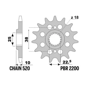 PBR plieninė standartinė priekinė žvaigždutė 2200 - 520 HUSQVARNA TE / TC / SMR / BMW G 450-511cc 2008-2014