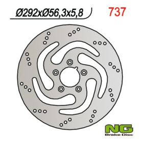 NG Rear Fixed Brake Disc 292x56.3x5.8mm Harley Davidson Dyna / Softail 883-1690cc 06-22
